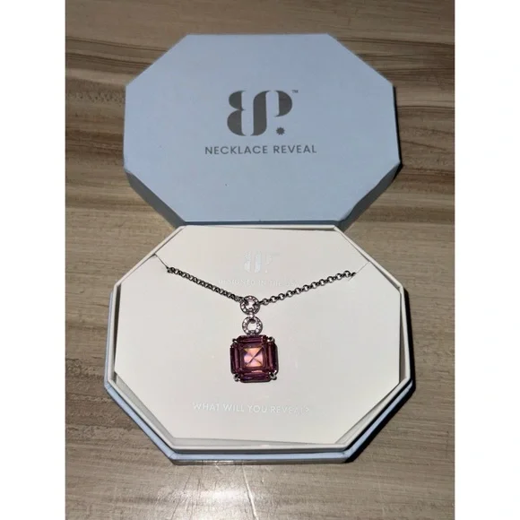 NWT Bomb Party Jewelry Rose Quartz Cubic Zirconia Pendant Necklace - Picture 3 of 10